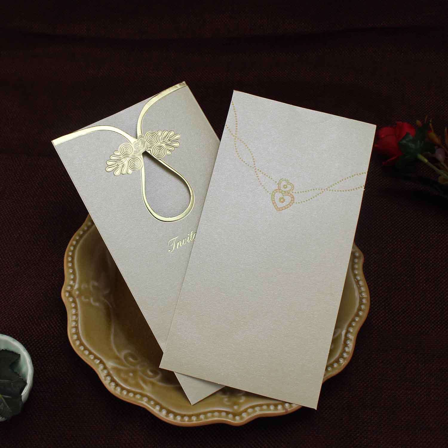 Cheap Invitation Card Pocket Invitation Foil Printing Wedding Invitation Customized